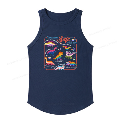 Pagewings Slim Fit Dinosaur Rainbow Women's Fitted Tank Top 