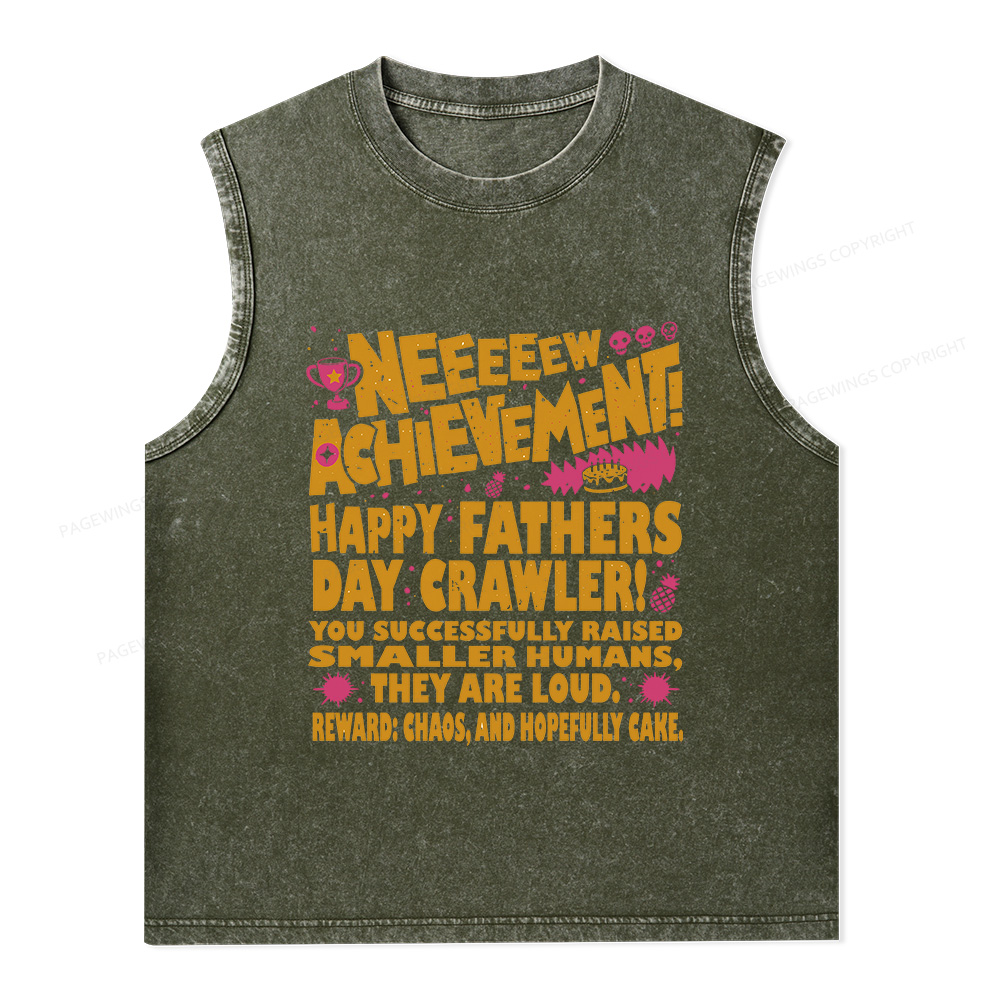 Pagewings Dad Achievement Unisex Washed Tank Top