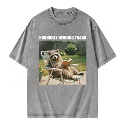 Pagewings Probably Reading Trash Unisex Washed T-shirt