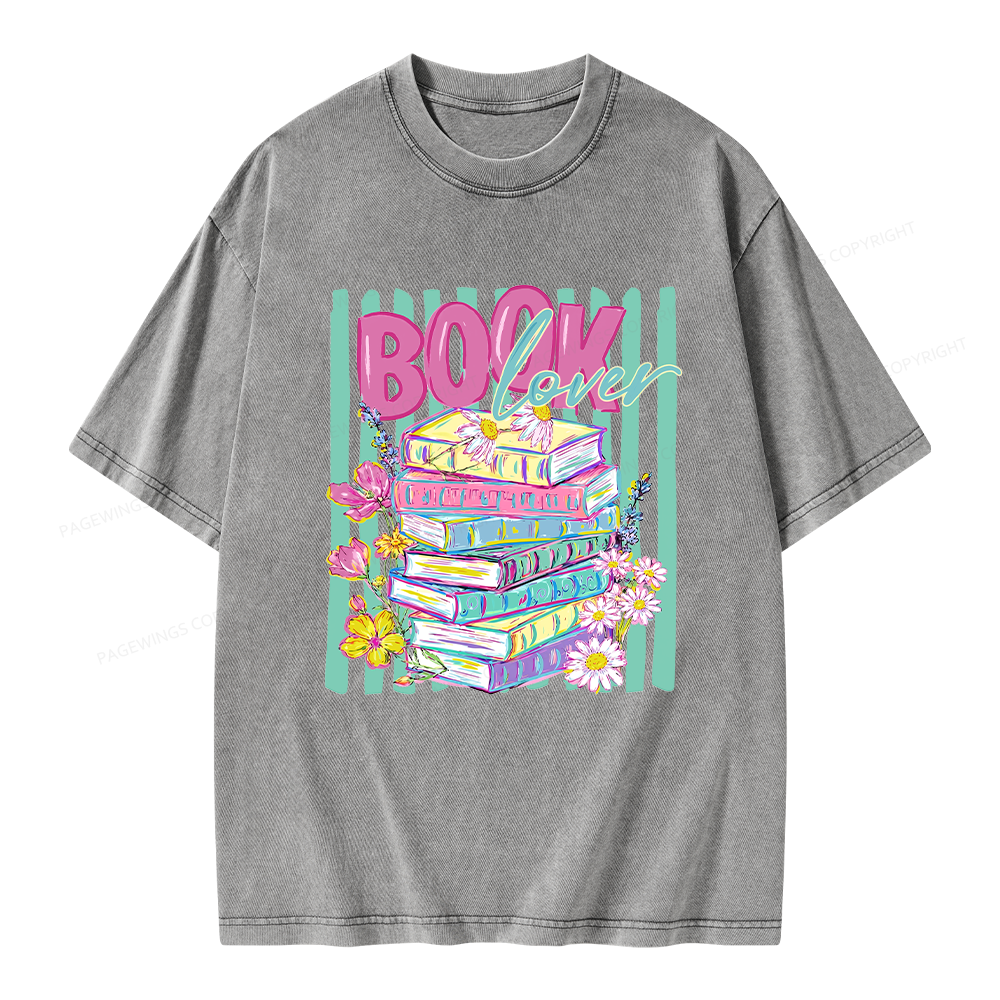 Pagewings Floral Bookish Unisex Washed T-shirt