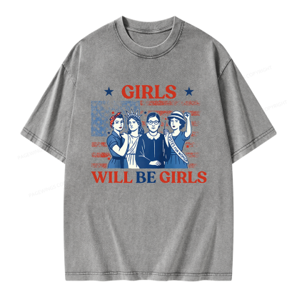 Pagewings Girls Will be Girls Unisex Washed T-shirt