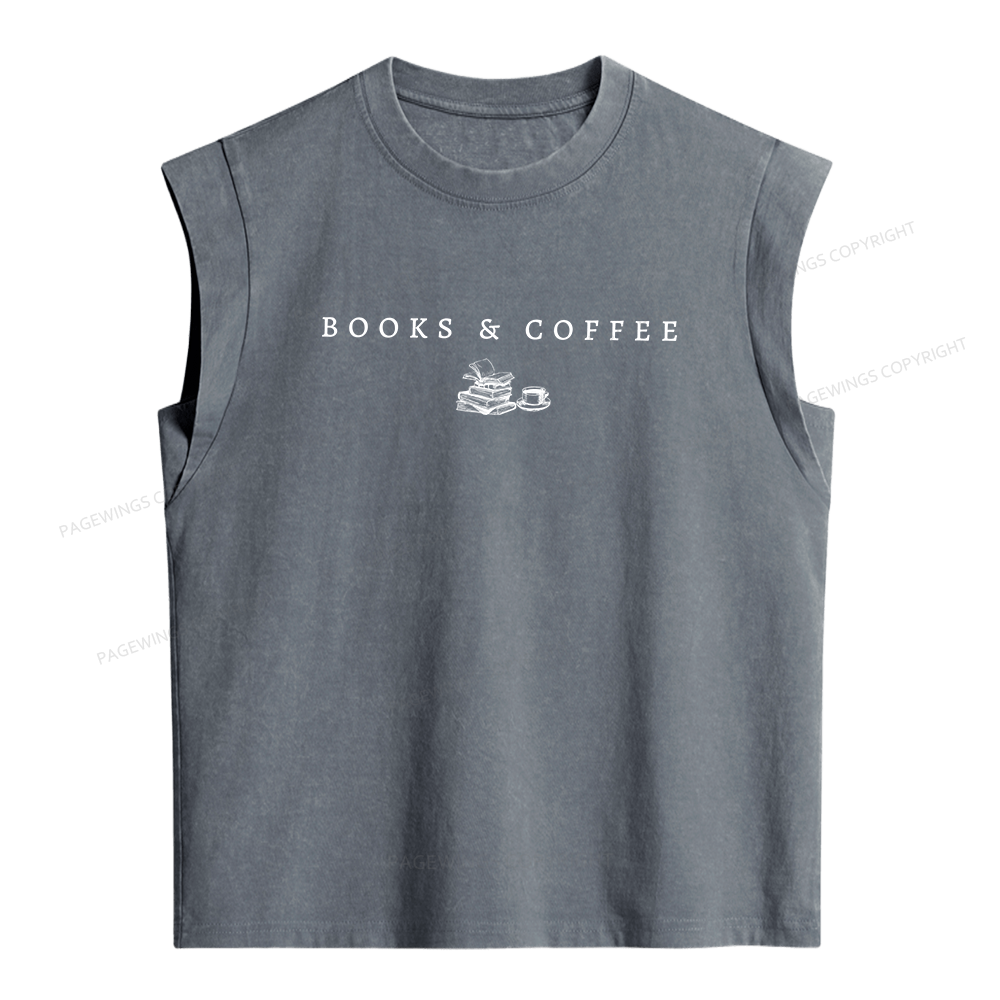 Pagewings Books and Coffee Women's Washed Tank Top
