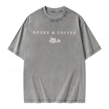 Pagewings Books and Coffee Unisex Washed T-shirt