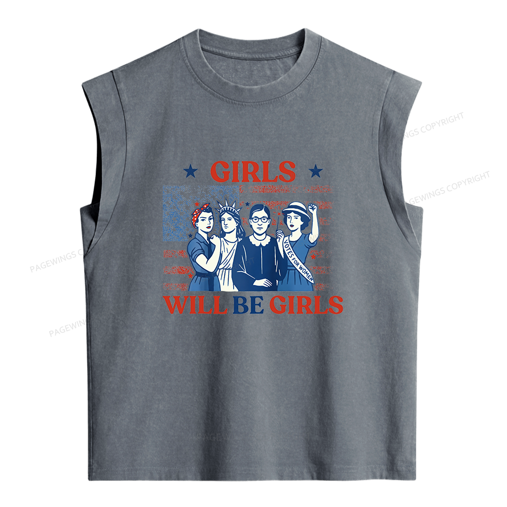 Pagewings Girls Will be Girls Women's Washed Tank Top