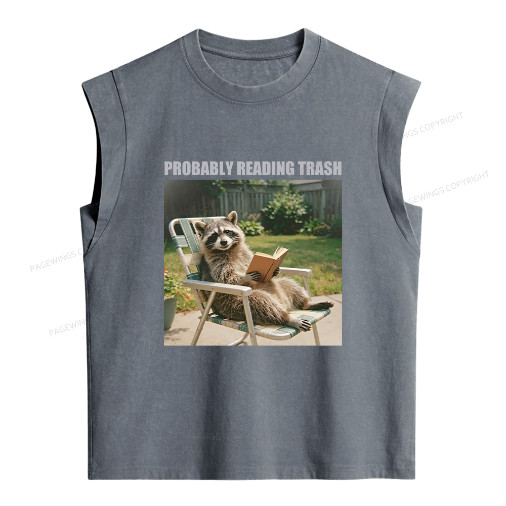 Pagewings Probably Reading Trash Women's Washed Tank Top