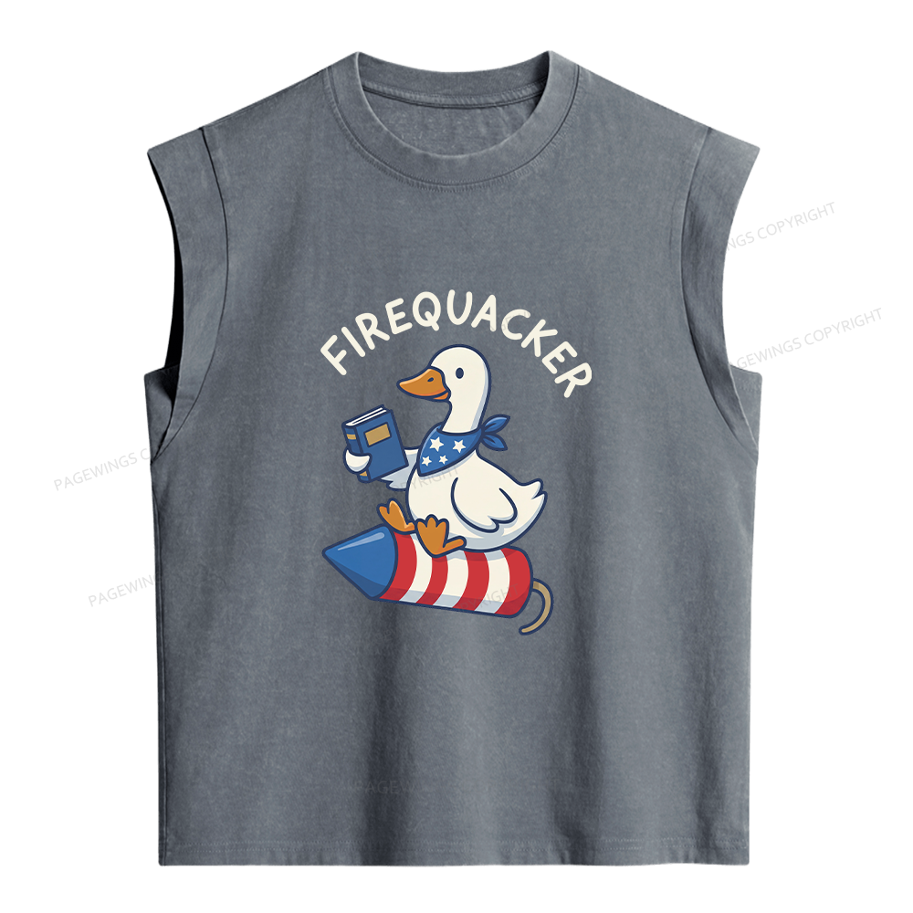 Pagewings Silly Goose 4th of July Women's Washed Tank Top