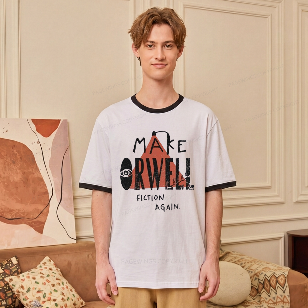 Pagewings Make Orwell Fiction Again Unisex Ringer T-Shirt