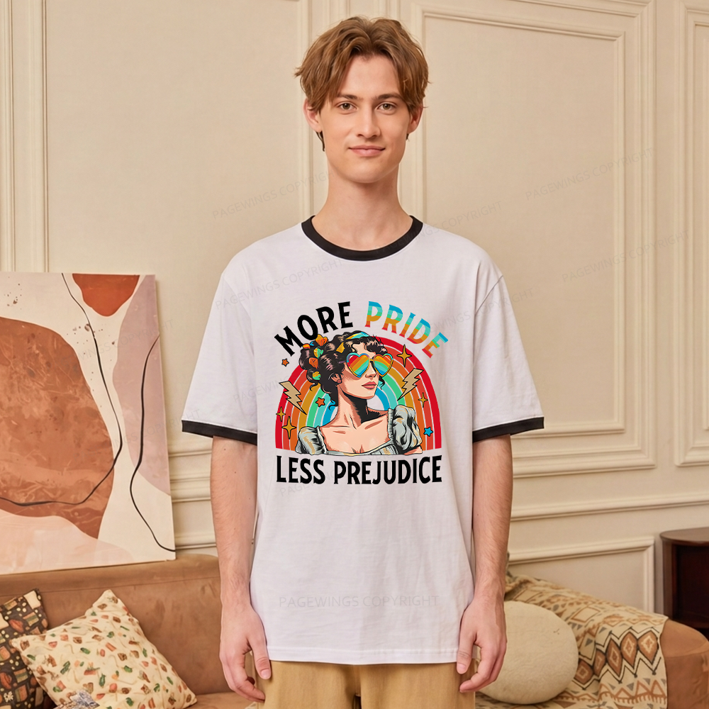 Pagewings More Pride Less Prejudice Unisex Ringer T-Shirt 