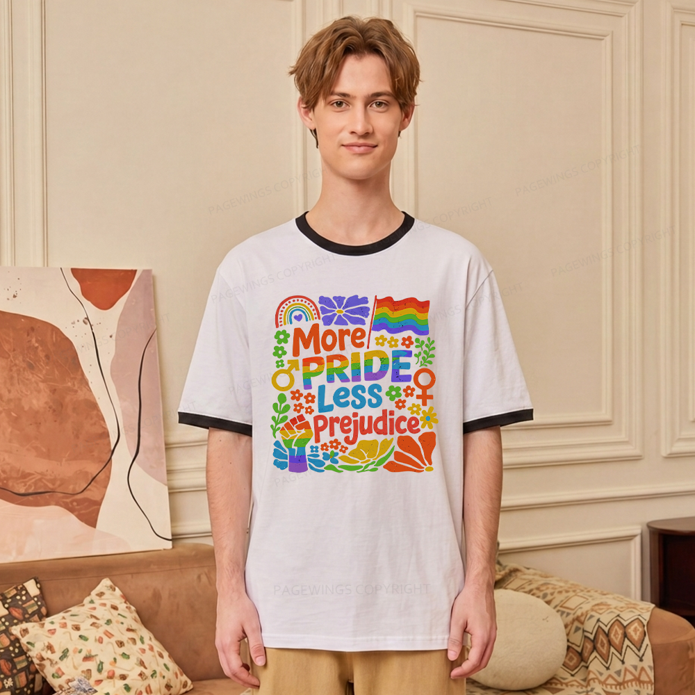 Pagewings More Pride Less Prejudice Unisex Ringer T-Shirt 