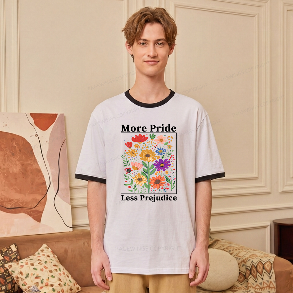 Pagewings More Pride Less Prejudice Unisex Ringer T-Shirt 