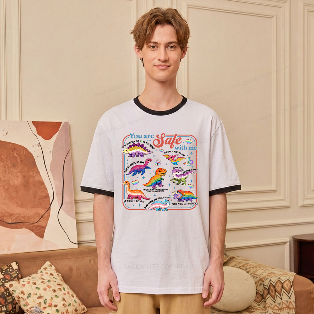 Pagewings You Are Safe With Me Unisex Ringer T-Shirt 