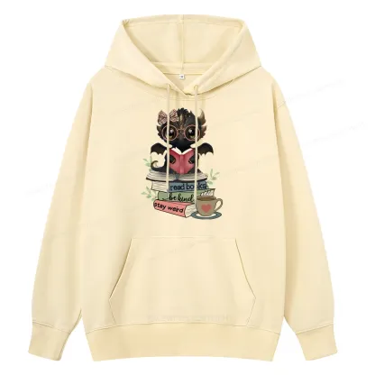 Pagewings Cute Dragon Read Books Be Kind Stay Weird Unisex Classic Hoodie