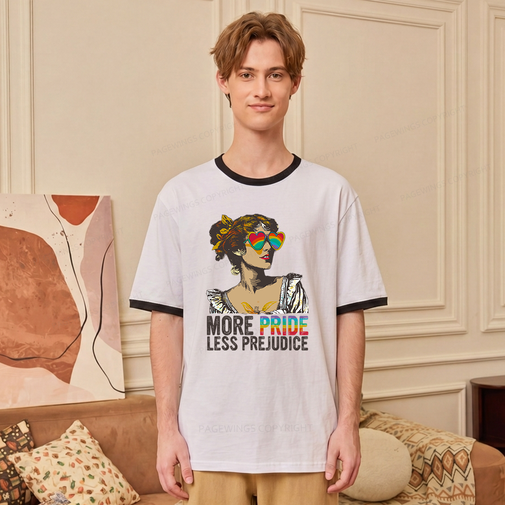 Pagewings More Pride Less Prejudice Unisex Ringer T-Shirt 