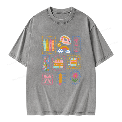Pagewings Back to School Unisex Washed T-shirt