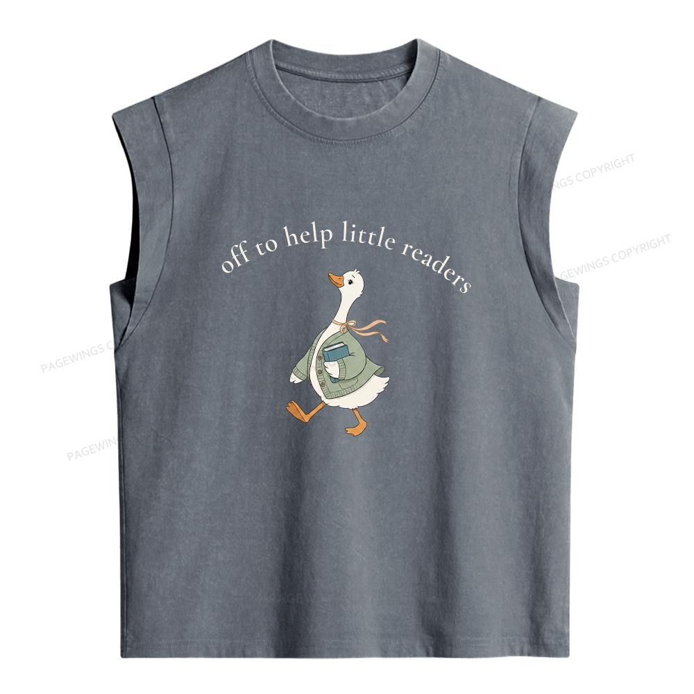 Pagewings Off To Help Little Readers Goose Women's Washed Tank Top