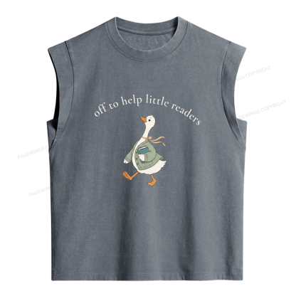 Pagewings Off To Help Little Readers Goose Women's Washed Tank Top