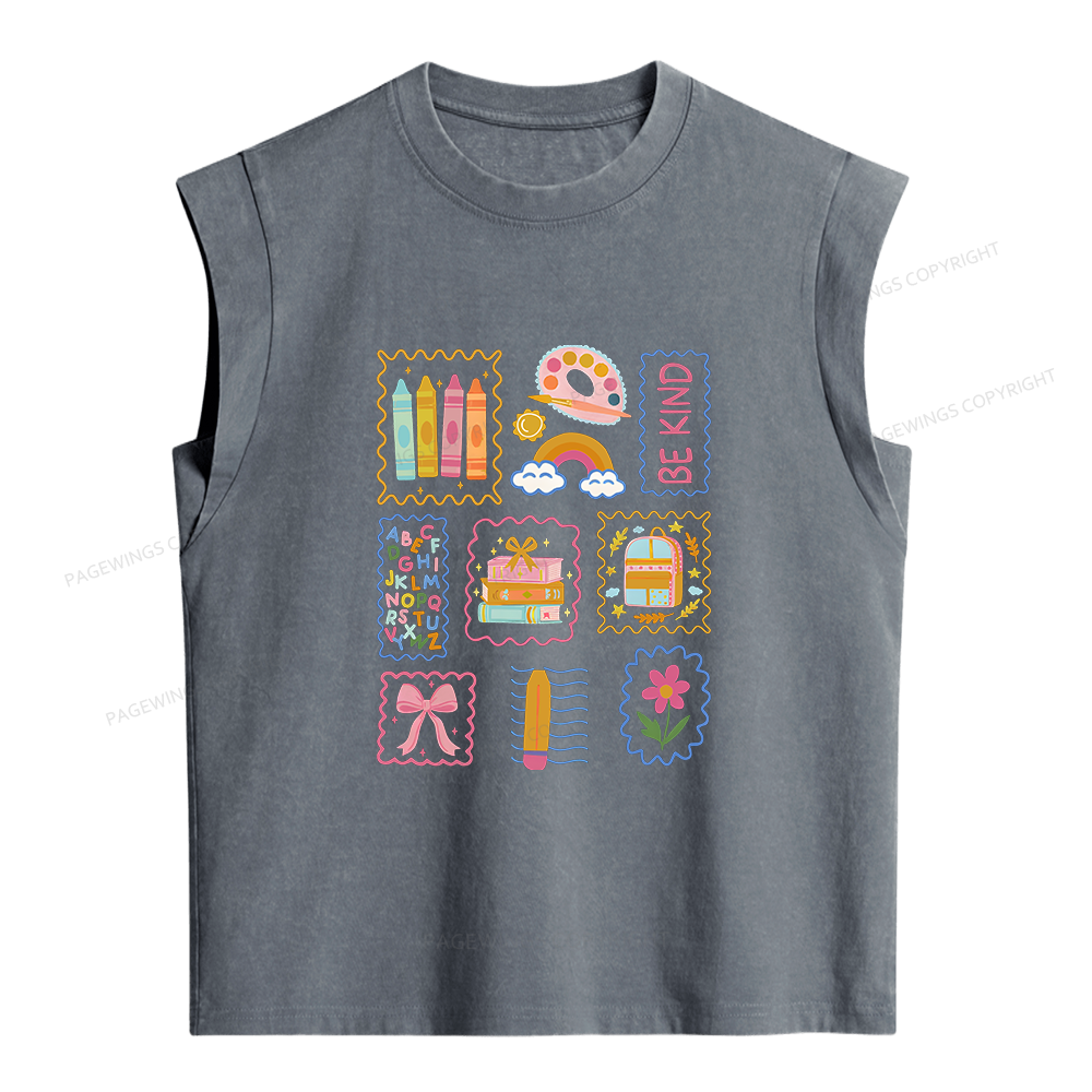 Pagewings Cute Be Kind Women's Washed Tank Top
