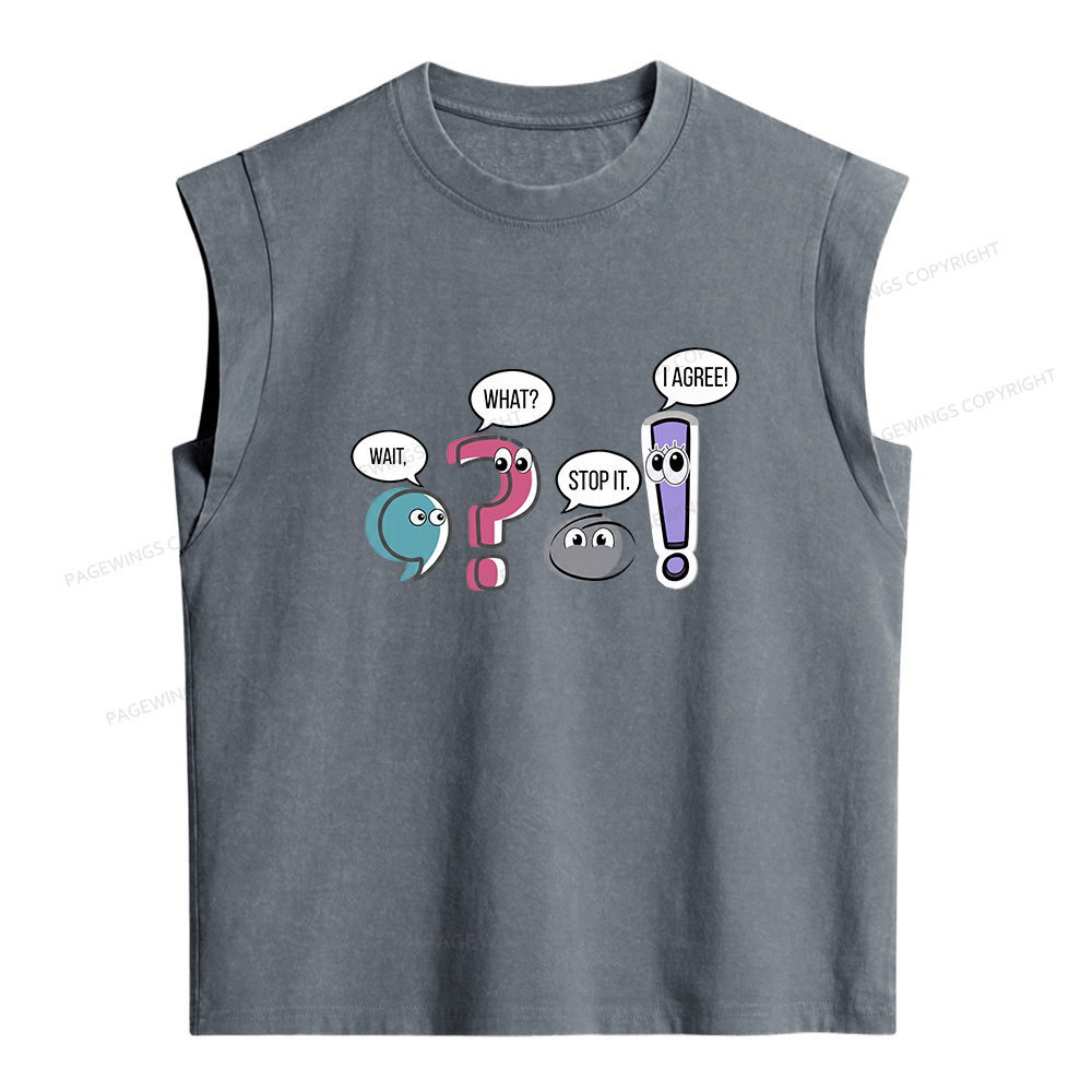 Pagewings Funny Grammar Women's Washed Tank Top