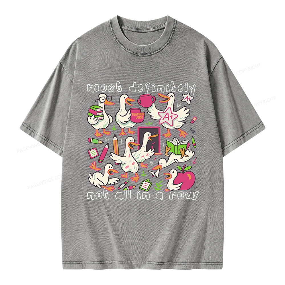 Pagewings Funny Goose Back to School Unisex Washed T-shirt