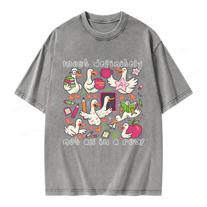 Pagewings Funny Goose Back to School Unisex Washed T-shirt