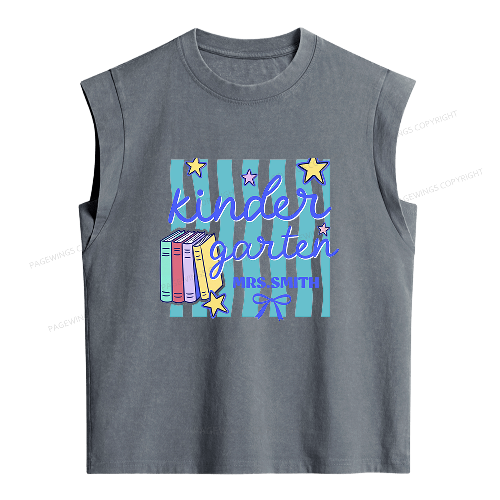Pagewings Personalized Kindergarten Teacher Women's Washed Tank Top