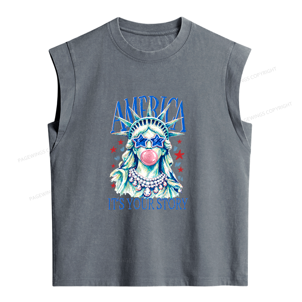 Pagewings America Statue of Liberty Women's Washed Tank Top