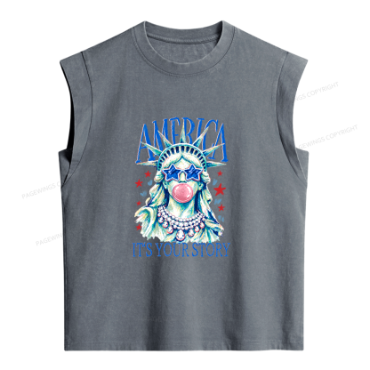 Pagewings America Statue of Liberty Women's Washed Tank Top