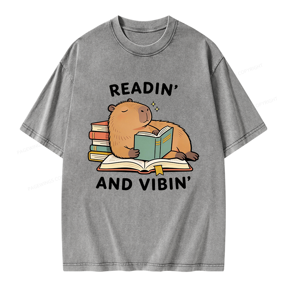 Pagewings Readin' And Vibin' Unisex Washed T-shirt
