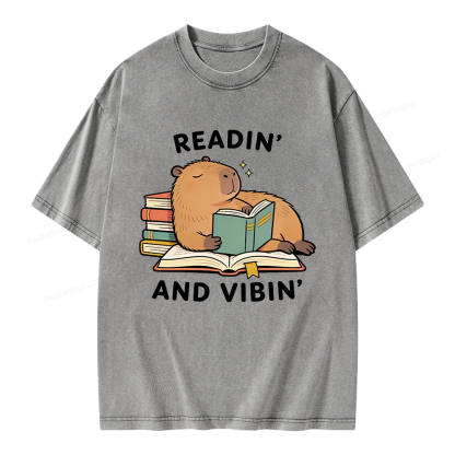 Pagewings Readin' And Vibin' Unisex Washed T-shirt