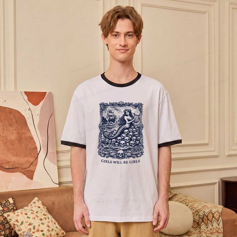 Pagewings Girls Will Be Girls Unisex Ringer T-Shirt 