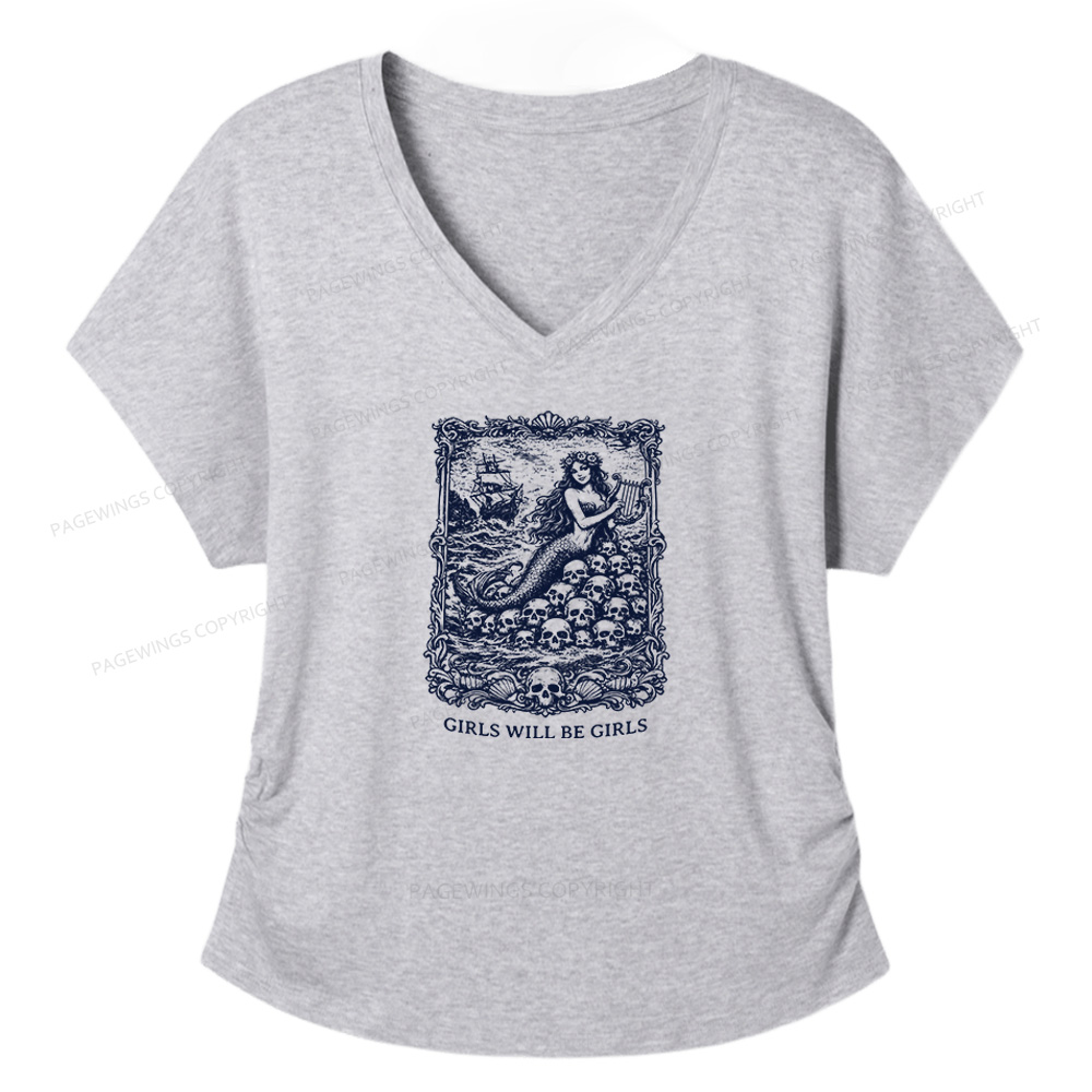 Pagewings Girls Will Be Girls Soft Women's Modal V-neck T-shirt  