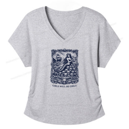 Pagewings Girls Will Be Girls Soft Women's Modal V-neck T-shirt  