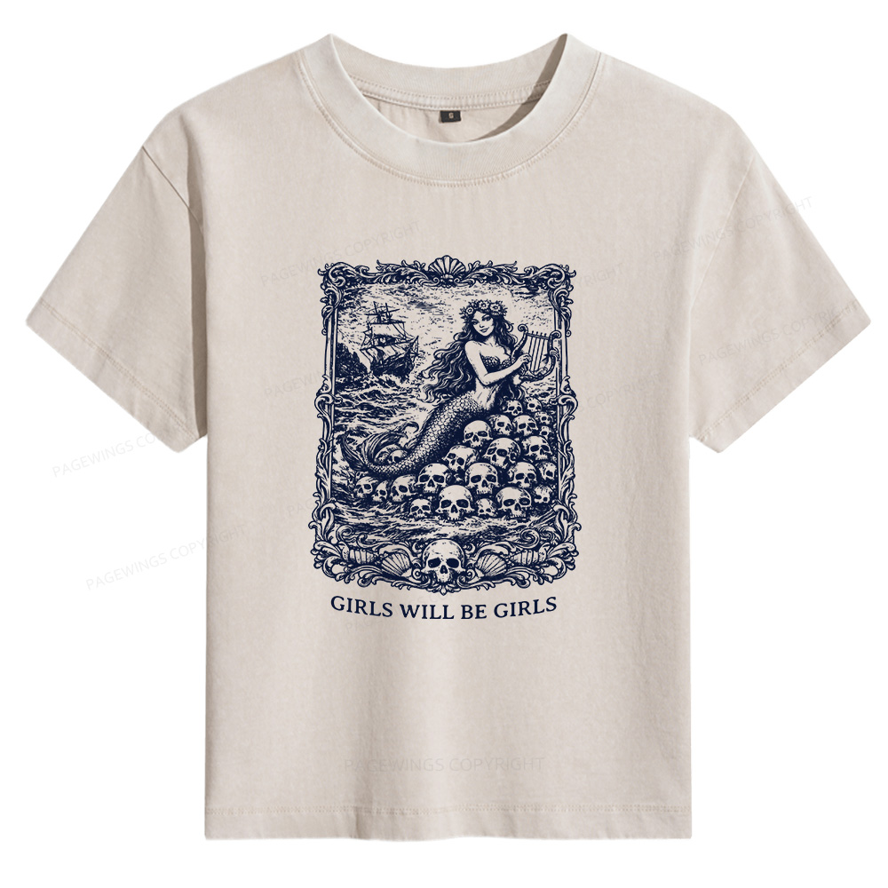 Pagewings Girls Will Be Girls Women's Washed T-shirt