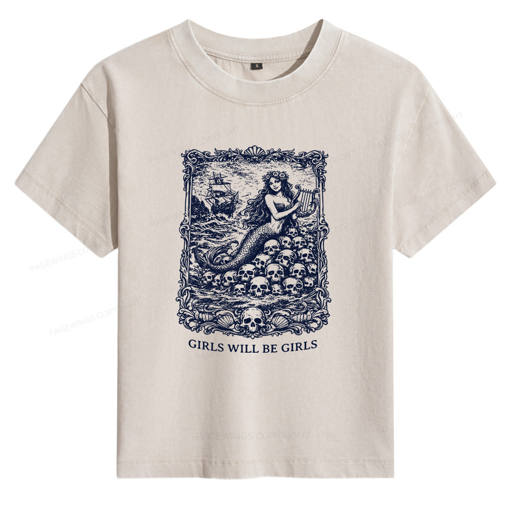 Pagewings Girls Will Be Girls Women's Washed T-shirt