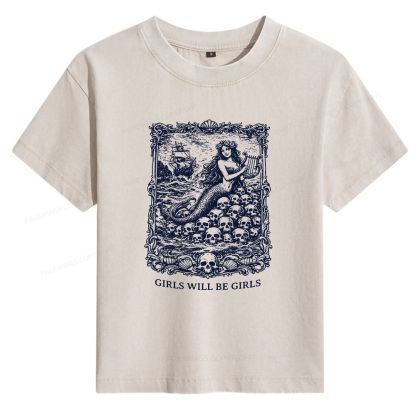 Pagewings Girls Will Be Girls Women's Washed T-shirt