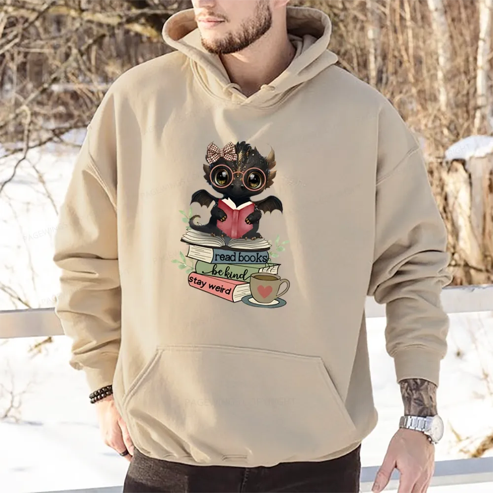 Pagewings Cute Dragon Read Books Be Kind Stay Weird Unisex Classic Hoodie