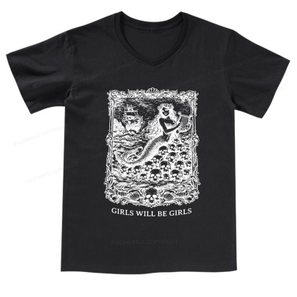 Pagewings Girls Will Be Girls V-neck T-shirt