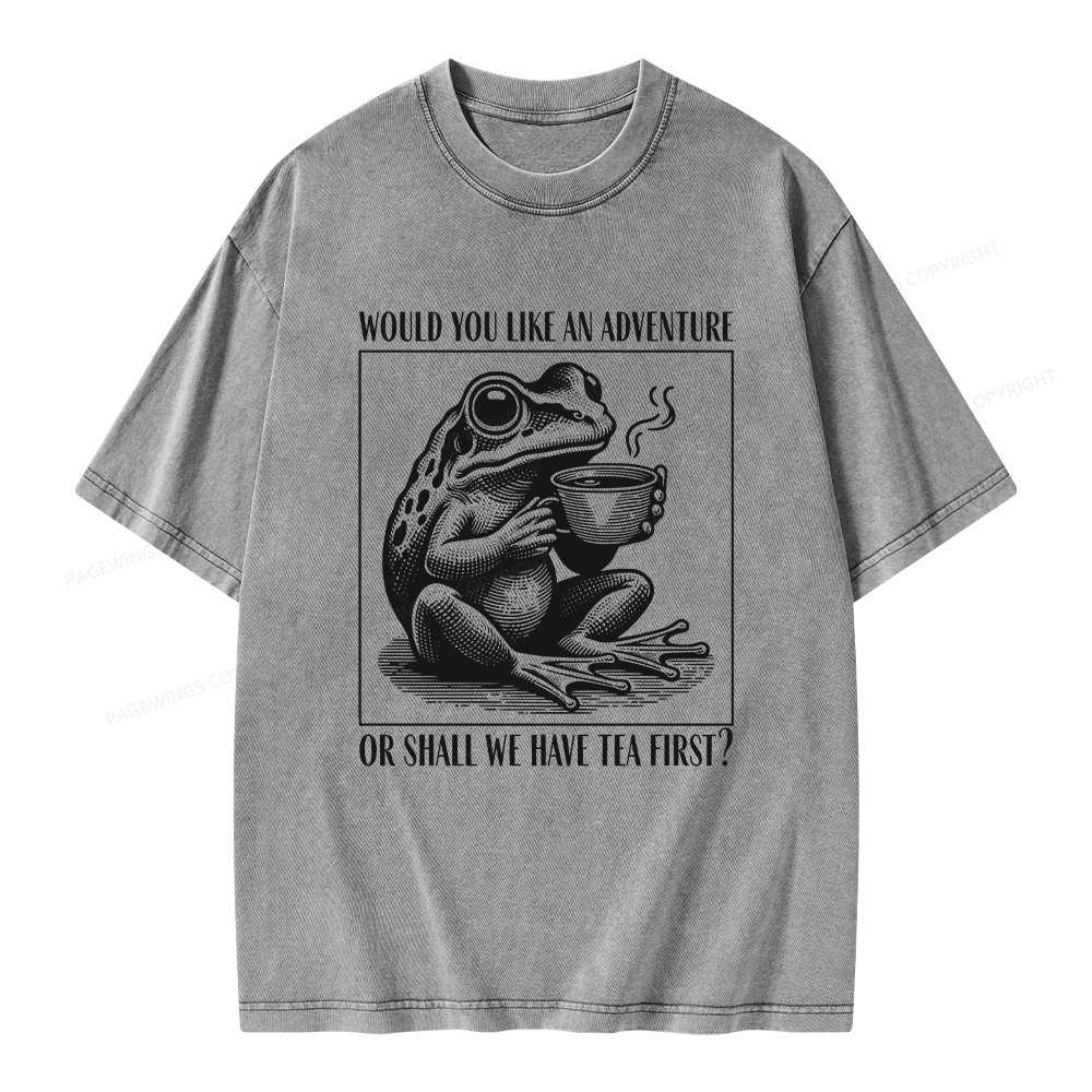 Pagewings Funny Frog Unisex Washed T-shirt