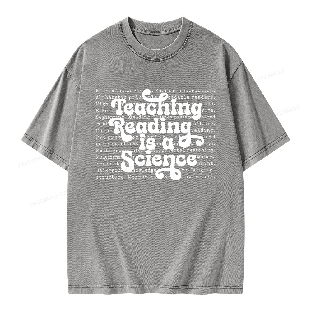 Pagewings Science of Reading Literacy Unisex Washed T-shirt