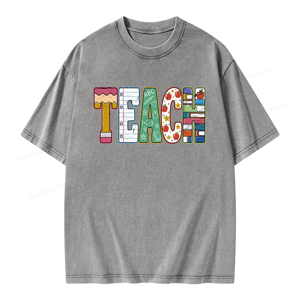 Pagewings Back to School Unisex Washed T-shirt