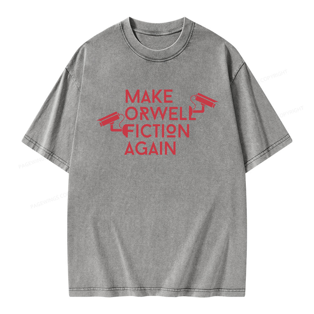 Pagewings Make Orwell Fiction Again Unisex Washed T-shirt