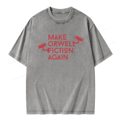 Pagewings Make Orwell Fiction Again Unisex Washed T-shirt