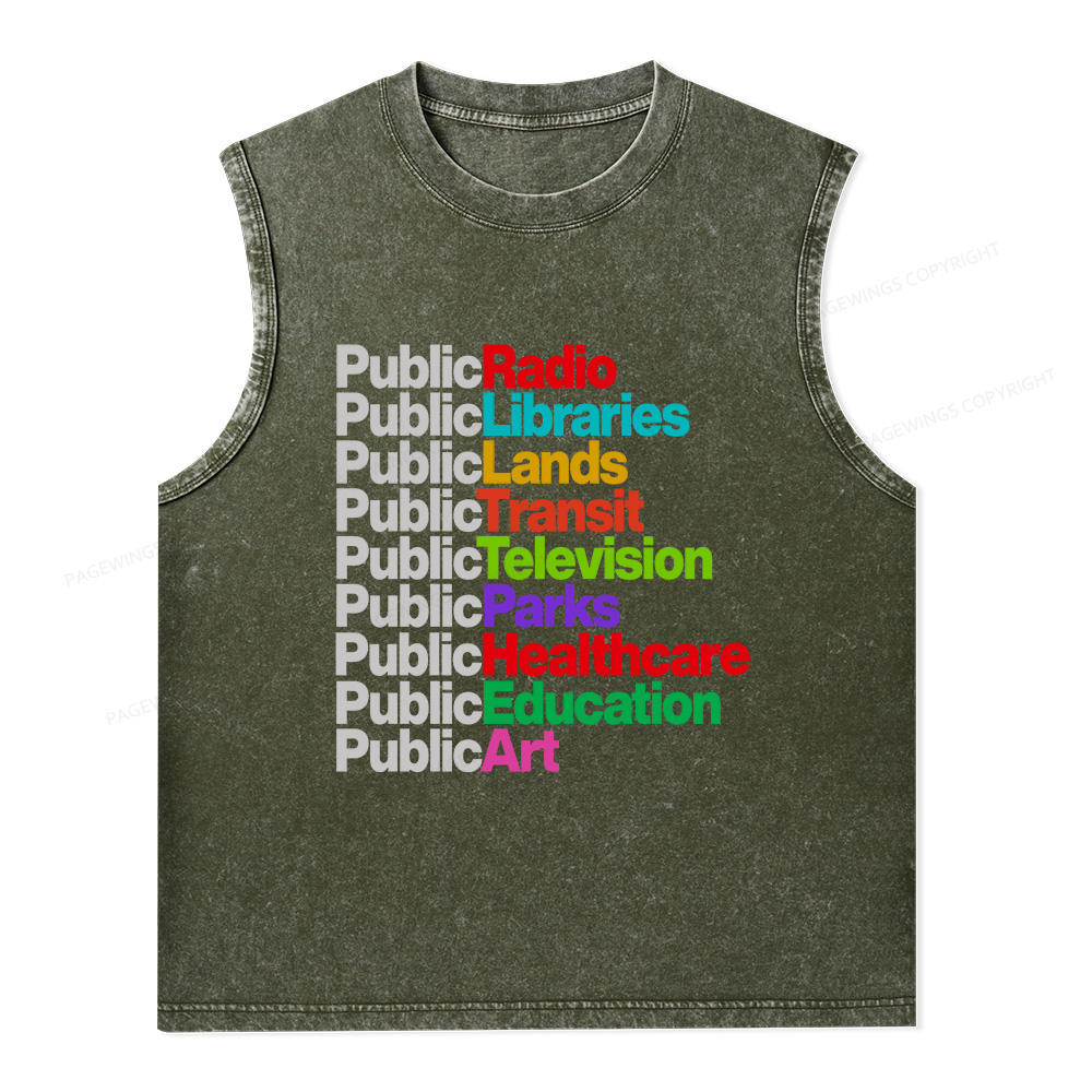 Pagewings Public Libraries Unisex Washed Tank Top