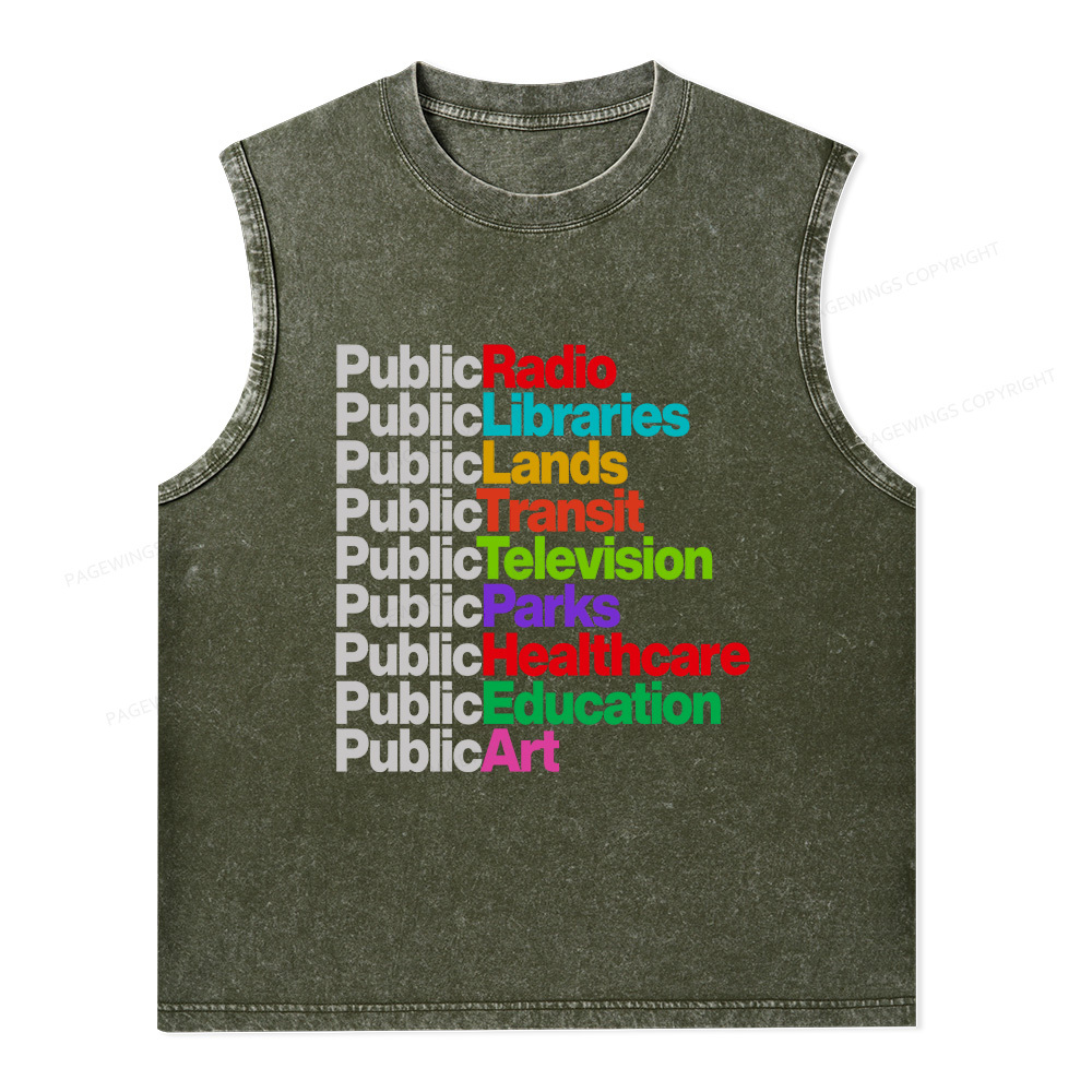Pagewings Public Libraries Unisex Washed Tank Top