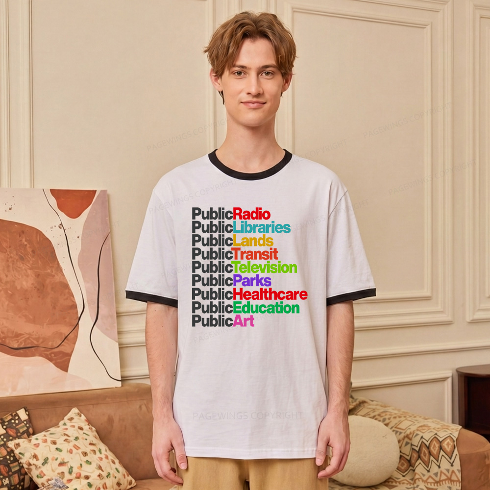 Pagewings Public Libraries Unisex Ringer T-Shirt 