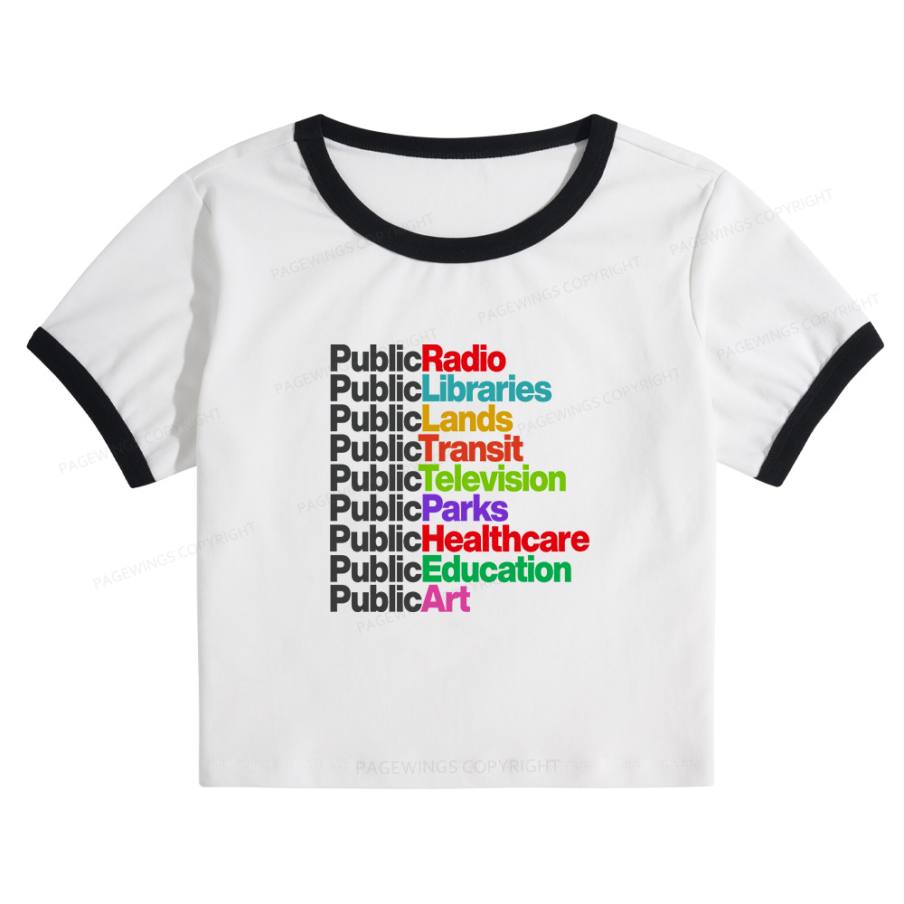 Pagewings Public Libraries Baby Tee Cropped Ringer T-Shirt
