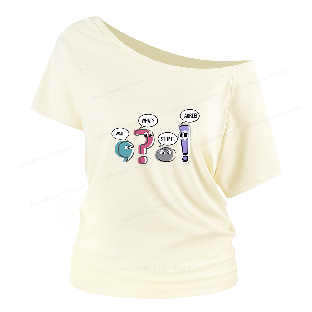 Pagewings Funny Grammar Women Off Shoulder T-shirts