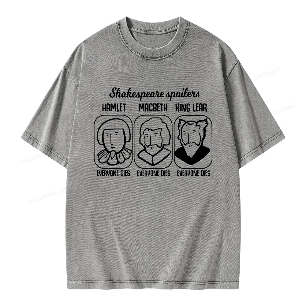 Pagewings Shakespeare Spoilers Unisex Washed T-shirt