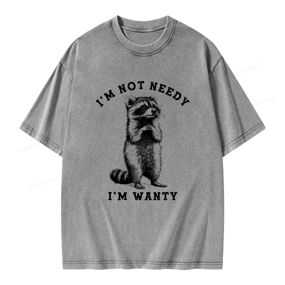 Pagewings Funny Raccoon Unisex Washed T-shirt