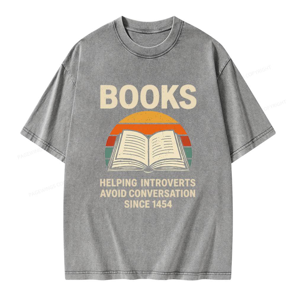 Pagewing Books Helping Introverts Avoid Conversation Unisex Washed T-shirt